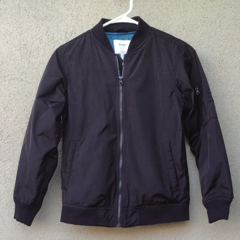 Old Navy Black Bomber Jacket Youth Large (10-12)